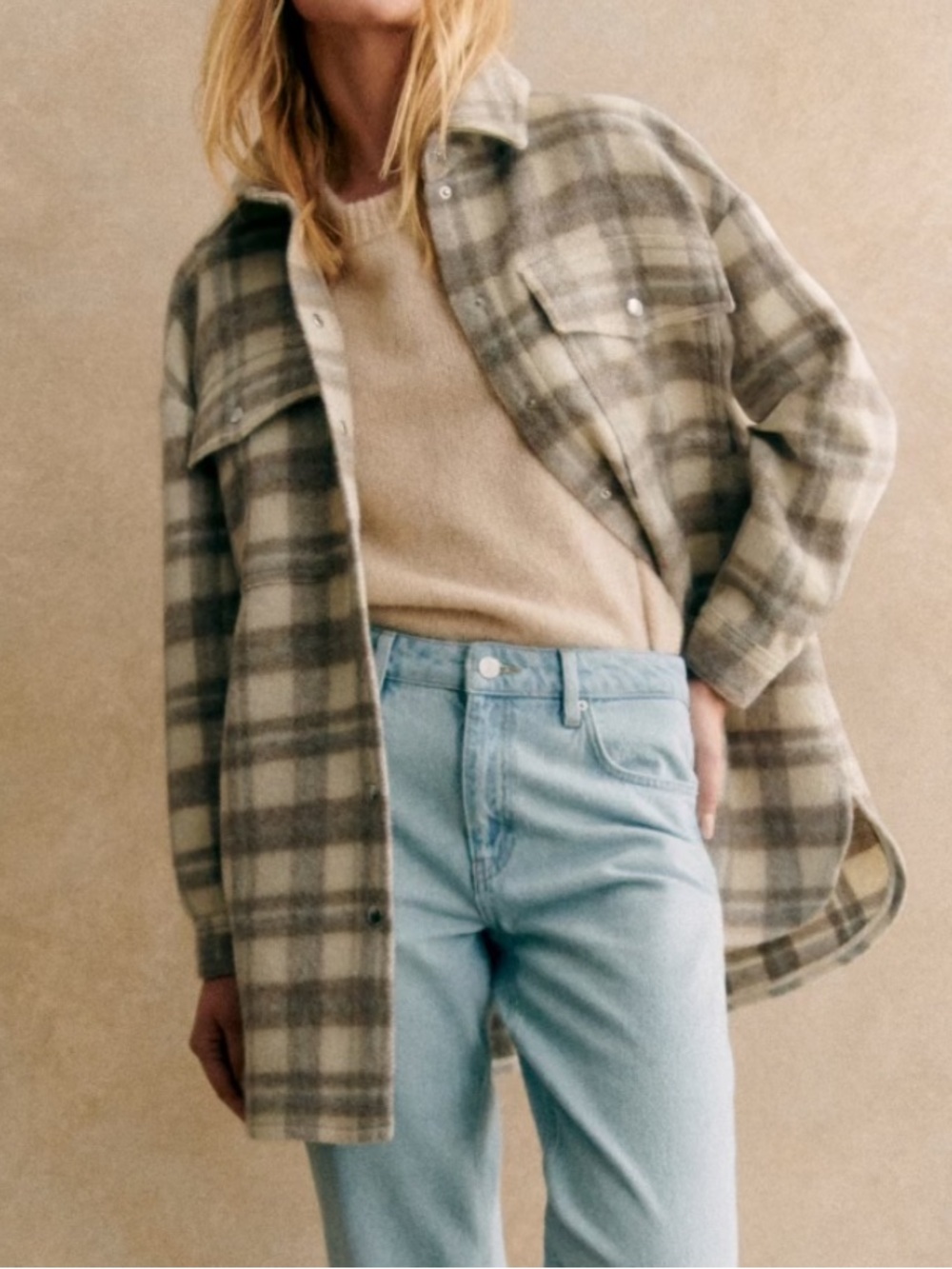 NWT Sezane Anneline Plaid Shacket Sz 2